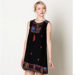 THML Boutique Embroidered Sleeveless Dress with Tassels Size XS